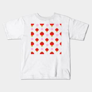 Cute Lantern with Flowers Pattern in White Background Kids T-Shirt